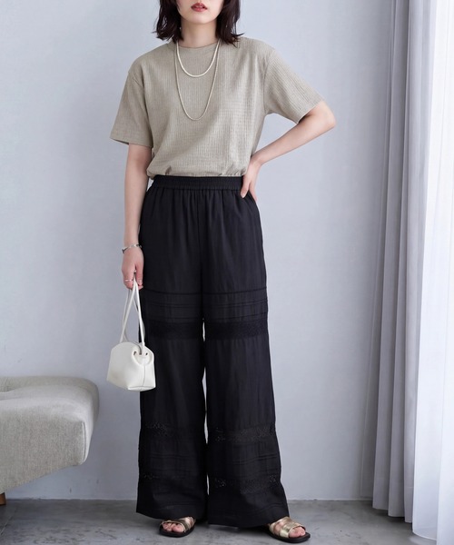 SELECT LEVERY(セレクトリベリー)の「速乾 シャーリングドビー織りプルオーバー(Tシャツ/カットソー・レディース・ブラック/カーキ/ベージュ・LARGE/MEDIUM)」の22枚目の写真