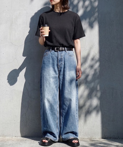 SELECT LEVERY(セレクトリベリー)の「速乾 シャーリングドビー織りプルオーバー(Tシャツ/カットソー・レディース・ブラック/カーキ/ベージュ・LARGE/MEDIUM)」の7枚目の写真