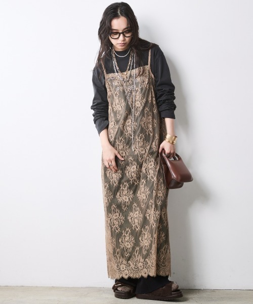 CHIC STYLE(シックスタイル)の「レースキャミソールワンピース<大きいサイズ有>シックスタイル(ワンピース・レディース・モカ/ブラック・3L/LL/L/M/5L/4L)」の4枚目の写真