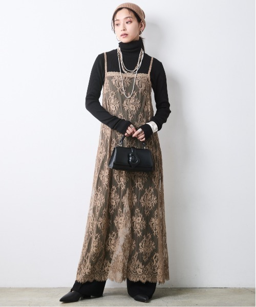 CHIC STYLE(シックスタイル)の「レースキャミソールワンピース<大きいサイズ有>シックスタイル(ワンピース・レディース・モカ/ブラック・3L/LL/L/M/5L/4L)」の15枚目の写真