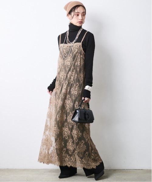 CHIC STYLE(シックスタイル)の「レースキャミソールワンピース<大きいサイズ有>シックスタイル(ワンピース・レディース・モカ/ブラック・3L/LL/L/M/5L/4L)」の16枚目の写真