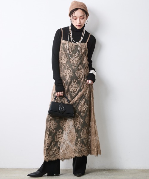 CHIC STYLE(シックスタイル)の「レースキャミソールワンピース<大きいサイズ有>シックスタイル(ワンピース・レディース・モカ/ブラック・3L/LL/L/M/5L/4L)」の19枚目の写真