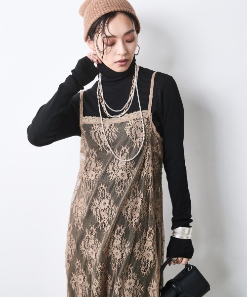 CHIC STYLE(シックスタイル)の「レースキャミソールワンピース<大きいサイズ有>シックスタイル(ワンピース・レディース・モカ/ブラック・3L/LL/L/M/5L/4L)」の22枚目の写真