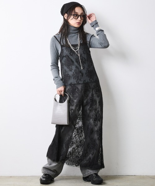 CHIC STYLE(シックスタイル)の「レースキャミソールワンピース<大きいサイズ有>シックスタイル(ワンピース・レディース・モカ/ブラック・3L/LL/L/M/5L/4L)」の9枚目の写真