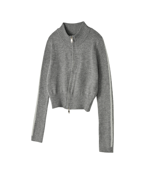 LMR（エルエムアール）の「ヘアリーレタリングトラッククロップニットジップアップGREY（ニット/セーター・レディース・チャコールグレー・FREE）」の13枚目の写真