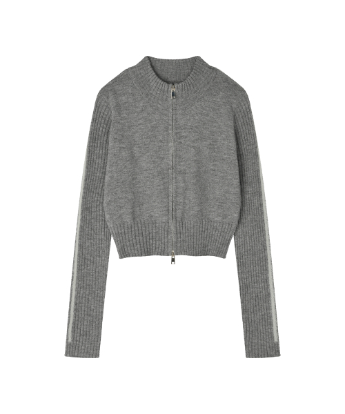 LMR（エルエムアール）の「ヘアリーレタリングトラッククロップニットジップアップGREY（ニット/セーター・レディース・チャコールグレー・FREE）」の14枚目の写真
