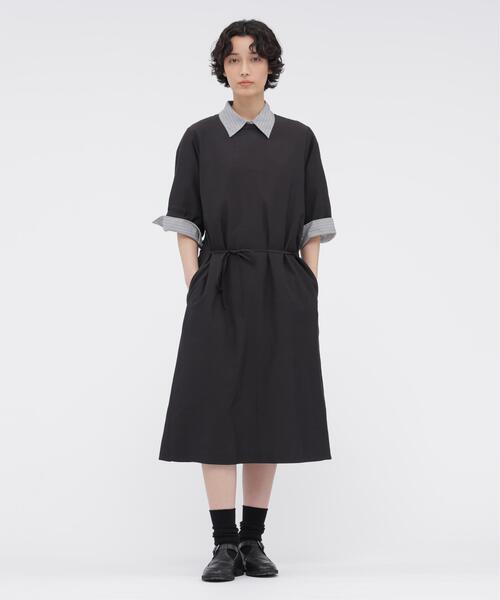MARGARET HOWELL(マーガレットハウエル)の「FLUID COTTON BLEND(ワンピース・レディース・ブラック/グリーン・1/2)」の3枚目の写真
