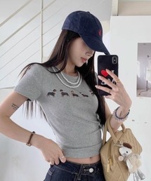 ドッグプリント コンパクトリンガーTシャツ