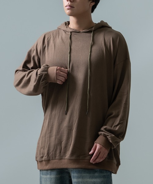 Crownor(クラウノアー)の「ワイドスリーブ ビッグパーカー(パーカー・メンズ・グレー/ブラック/ネイビー/ワイン/モカ・MEDIUM/LARGE)」の1枚目の写真