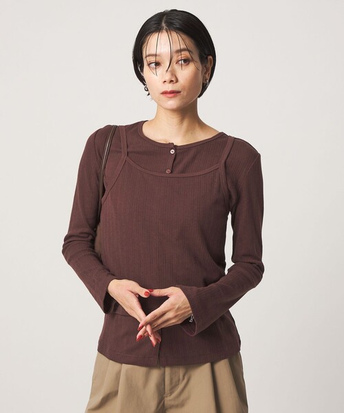 Healthknit（ヘルスニット）の「【別注】＜Healthknit＞レイヤード プルオーバーカットソー（Tシャツ/カットソー・レディース・オフホワイト/ダークブラウン/パープル・FREE）」の12枚目の写真