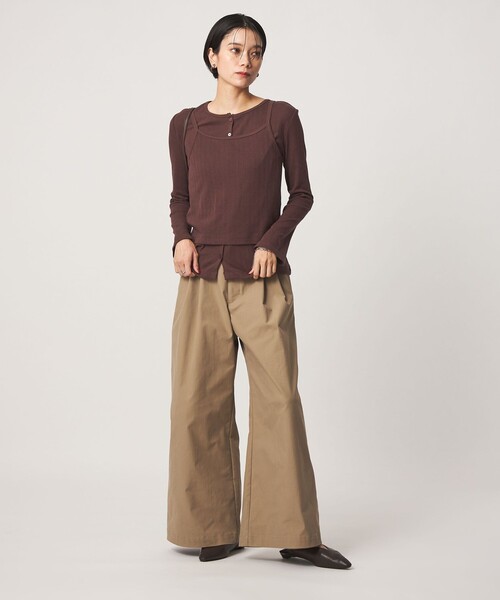 Healthknit（ヘルスニット）の「【別注】＜Healthknit＞レイヤード プルオーバーカットソー（Tシャツ/カットソー・レディース・オフホワイト/ダークブラウン/パープル・FREE）」の14枚目の写真
