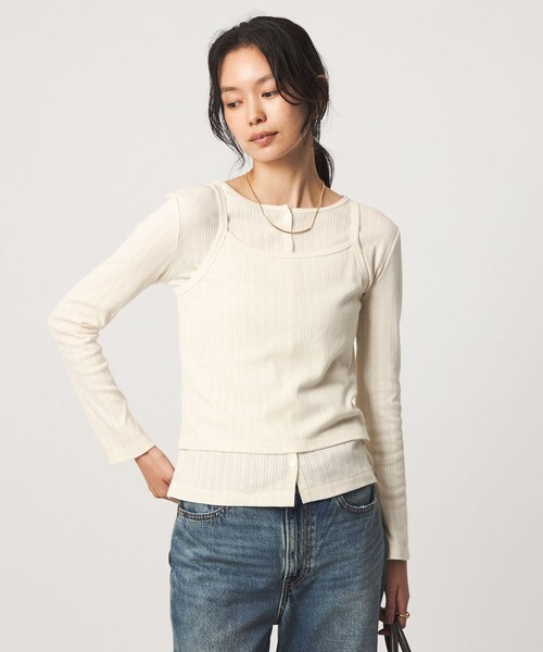Healthknit（ヘルスニット）の「【別注】＜Healthknit＞レイヤード プルオーバーカットソー（Tシャツ/カットソー・レディース・オフホワイト/ダークブラウン/パープル・FREE）」の18枚目の写真