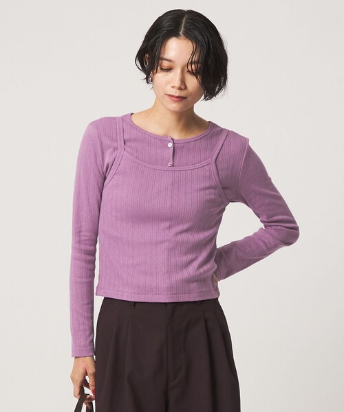Healthknit（ヘルスニット）の「【別注】＜Healthknit＞レイヤード プルオーバーカットソー（Tシャツ/カットソー・レディース・オフホワイト/ダークブラウン/パープル・FREE）」の21枚目の写真