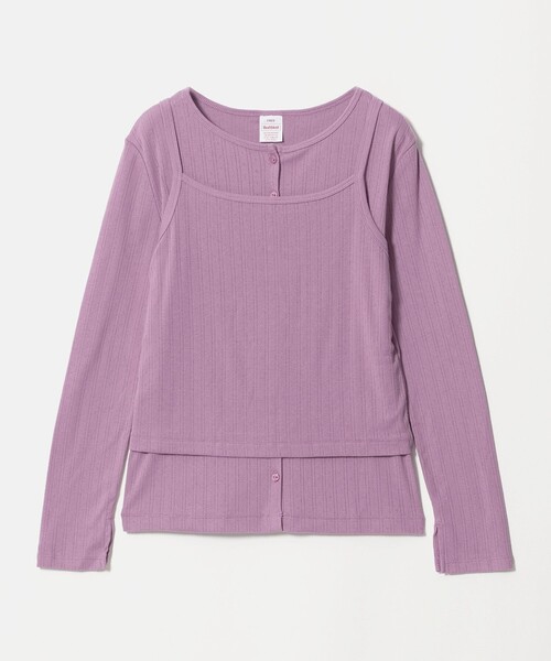 Healthknit（ヘルスニット）の「【別注】＜Healthknit＞レイヤード プルオーバーカットソー（Tシャツ/カットソー・レディース・オフホワイト/ダークブラウン/パープル・FREE）」の4枚目の写真