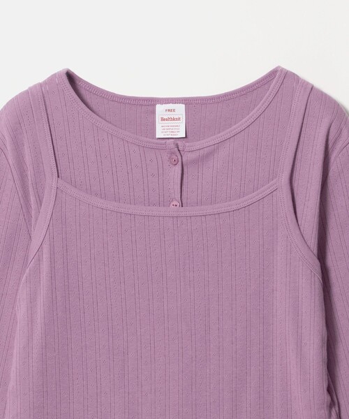Healthknit（ヘルスニット）の「【別注】＜Healthknit＞レイヤード プルオーバーカットソー（Tシャツ/カットソー・レディース・オフホワイト/ダークブラウン/パープル・FREE）」の5枚目の写真