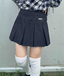 ☆ブランドロゴプレート ボックスプリーツミニスカート