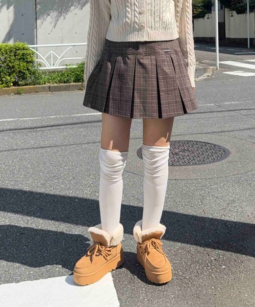 AS KNOW AS plus(アズノゥアズプラス)の「☆ブランドロゴプレート ボックスプリーツミニスカート(スカート・レディース・ブラウン系/グレー系/ブラック系・FREE)」の11枚目の写真