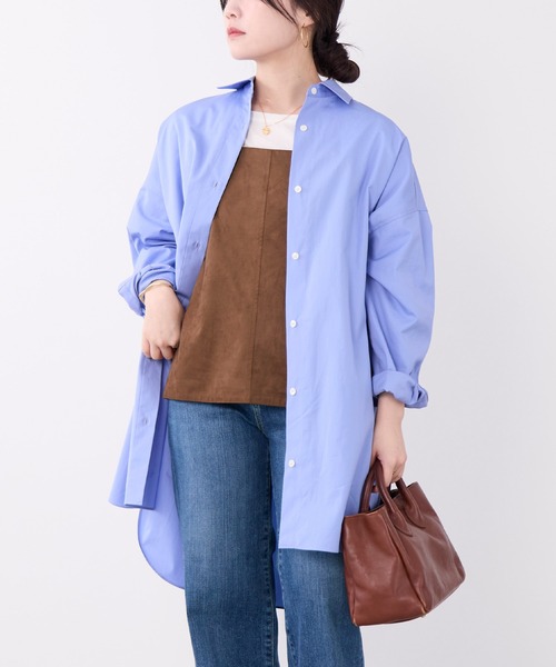 MICA&DEAL（マイカ＆ディール）の「チュニックビッグシャツ（シャツ/ブラウス・レディース・ブルー/ホワイト/キャメル・FREE）」の2枚目の写真