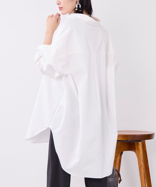 MICA&DEAL（マイカ＆ディール）の「チュニックビッグシャツ（シャツ/ブラウス・レディース・ブルー/ホワイト/キャメル・FREE）」の7枚目の写真