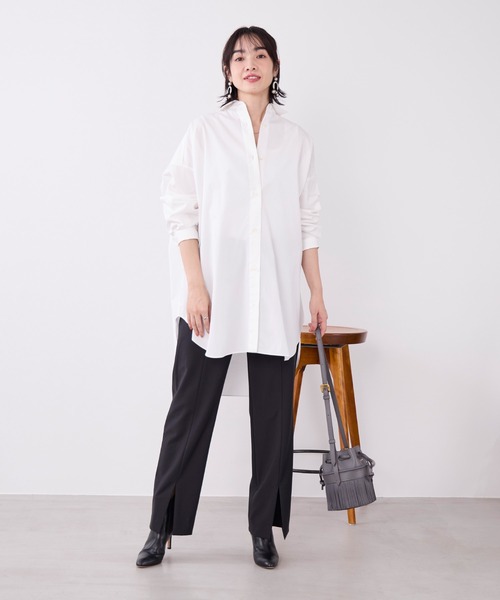 MICA&DEAL（マイカ＆ディール）の「チュニックビッグシャツ（シャツ/ブラウス・レディース・ブルー/ホワイト/キャメル・FREE）」の8枚目の写真