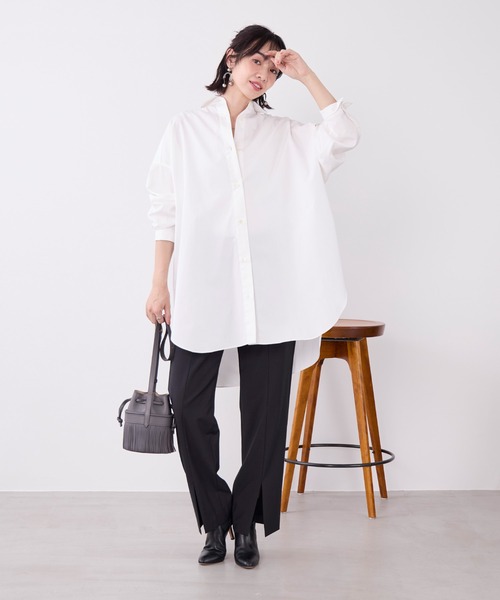 MICA&DEAL（マイカ＆ディール）の「チュニックビッグシャツ（シャツ/ブラウス・レディース・ブルー/ホワイト/キャメル・FREE）」の9枚目の写真