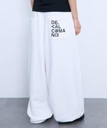デカールコマニバックレタリングロングスウェットパンツ[ホワイト]
