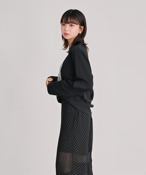 DAESE TOKYO(デセトウキョウ)の「レースロゴ刺繍ロンT(Tシャツ/カットソー・レディース・チャコールグレー/オフホワイト/ブラック・FREE)」の20枚目の写真