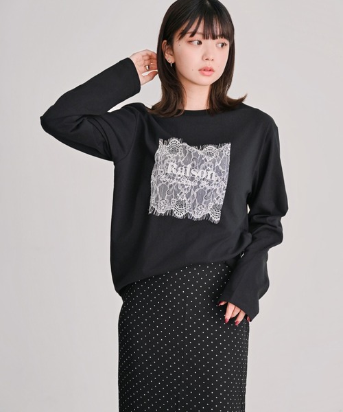 DAESE TOKYO(デセトウキョウ)の「レースロゴ刺繍ロンT(Tシャツ/カットソー・レディース・チャコールグレー/オフホワイト/ブラック・FREE)」の21枚目の写真