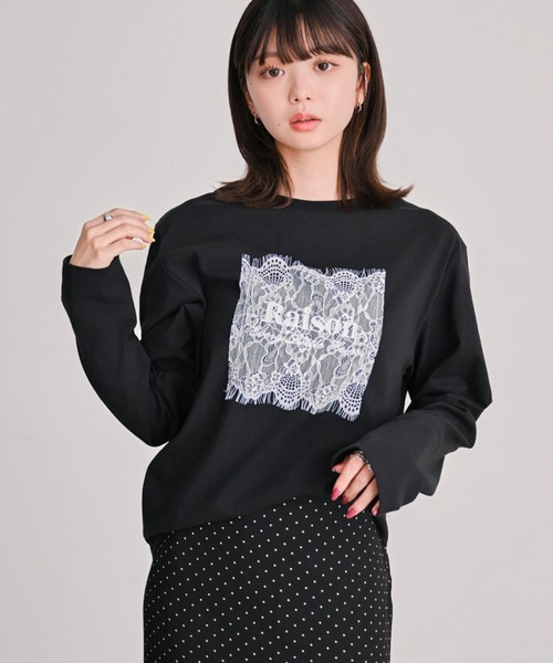 DAESE TOKYO(デセトウキョウ)の「レースロゴ刺繍ロンT(Tシャツ/カットソー・レディース・チャコールグレー/オフホワイト/ブラック・FREE)」の18枚目の写真