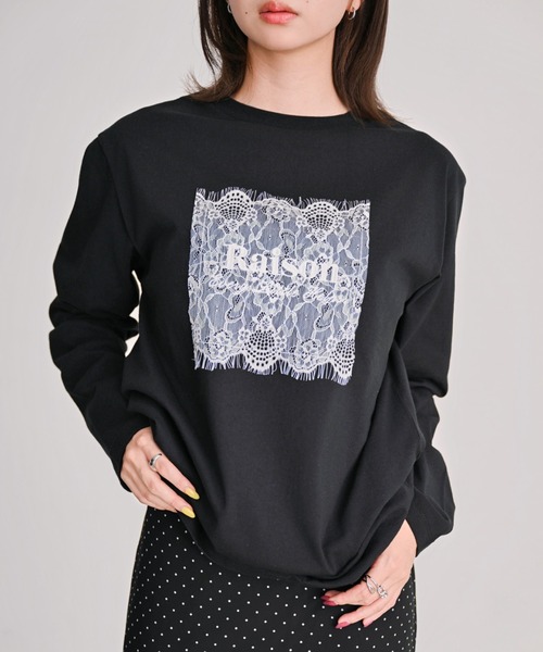 DAESE TOKYO(デセトウキョウ)の「レースロゴ刺繍ロンT(Tシャツ/カットソー・レディース・チャコールグレー/オフホワイト/ブラック・FREE)」の19枚目の写真