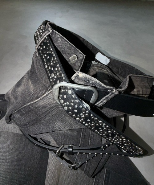 Never mind the XU / Chikashitsu+(ネバーマインド ザ エックスユー / チカシツプラス)の「【Chikashitsu +】faded wide-leg denim pants / 【チカシツプラス】フェードワイドレッグデニムパンツ(デニムパンツ・メンズ・ネイビー・L/M/S)」の14枚目の写真