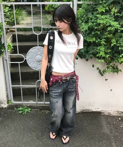 Never mind the XU / Chikashitsu+(ネバーマインド ザ エックスユー / チカシツプラス)の「【Chikashitsu +】faded wide-leg denim pants / 【チカシツプラス】フェードワイドレッグデニムパンツ(デニムパンツ・メンズ・ネイビー・L/M/S)」の12枚目の写真