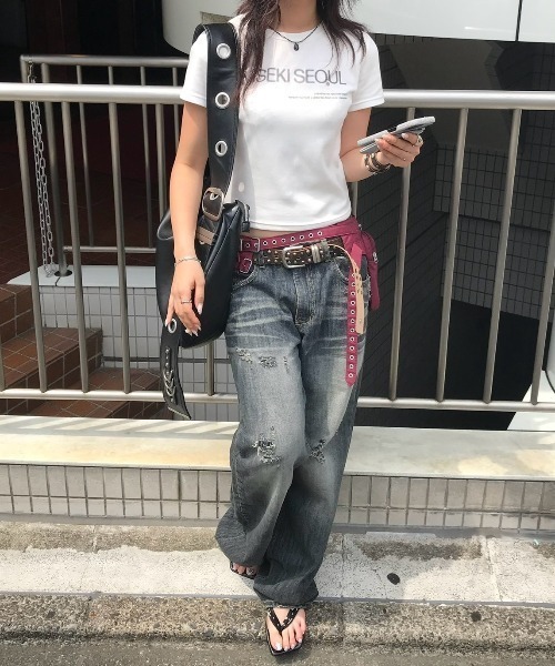 Never mind the XU / Chikashitsu+(ネバーマインド ザ エックスユー / チカシツプラス)の「【Chikashitsu +】faded wide-leg denim pants / 【チカシツプラス】フェードワイドレッグデニムパンツ(デニムパンツ・メンズ・ネイビー・L/M/S)」の11枚目の写真