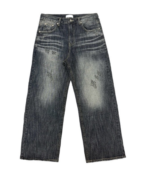 Never mind the XU / Chikashitsu+(ネバーマインド ザ エックスユー / チカシツプラス)の「【Chikashitsu +】faded wide-leg denim pants / 【チカシツプラス】フェードワイドレッグデニムパンツ(デニムパンツ・メンズ・ネイビー・L/M/S)」の15枚目の写真