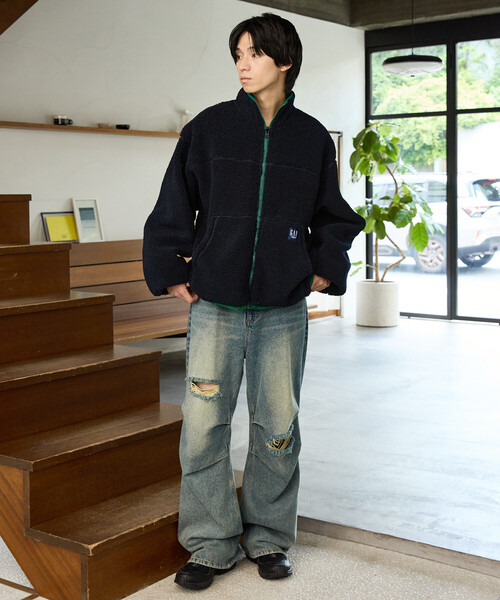 GAP(ギャップ)の「PUBLUX × GAP/ギャップ 別注 ボア × ナイロン リバーシブル ジップ ブルゾン 限定展開(ブルゾン・メンズ・レオパード/ブラウン/ネイビー/グレー・SMALL/MEDIUM/LARGE)」の12枚目の写真