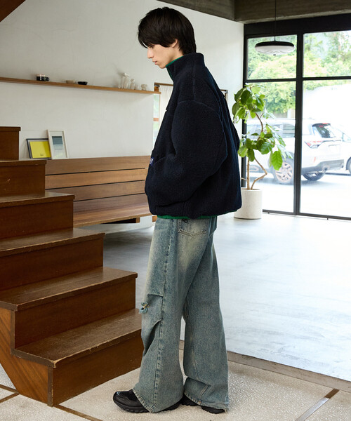 GAP(ギャップ)の「PUBLUX × GAP/ギャップ 別注 ボア × ナイロン リバーシブル ジップ ブルゾン 限定展開(ブルゾン・メンズ・レオパード/ブラウン/ネイビー/グレー・SMALL/MEDIUM/LARGE)」の13枚目の写真