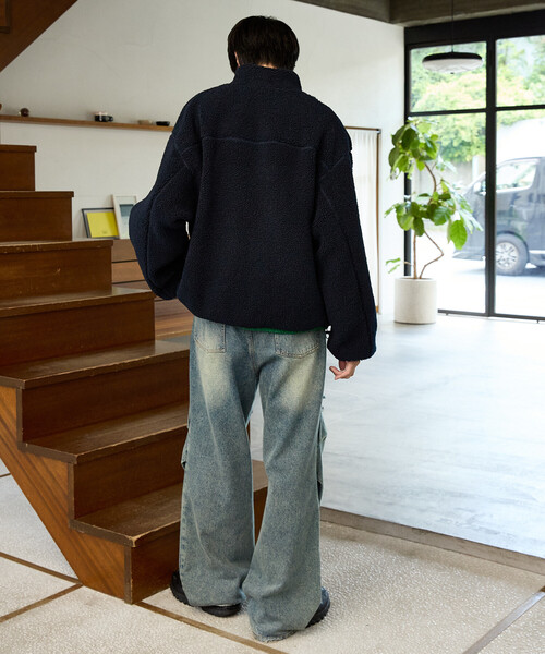 GAP(ギャップ)の「PUBLUX × GAP/ギャップ 別注 ボア × ナイロン リバーシブル ジップ ブルゾン 限定展開(ブルゾン・メンズ・レオパード/ブラウン/ネイビー/グレー・SMALL/MEDIUM/LARGE)」の14枚目の写真