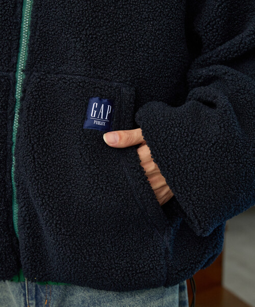 GAP(ギャップ)の「PUBLUX × GAP/ギャップ 別注 ボア × ナイロン リバーシブル ジップ ブルゾン 限定展開(ブルゾン・メンズ・レオパード/ブラウン/ネイビー/グレー・SMALL/MEDIUM/LARGE)」の15枚目の写真