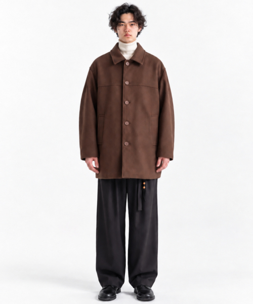GRAYBLVD（グレイブラバット）の「エバン ウールブレンド ハーフコート(BROWN)（チェスターコート・レディース・その他・LARGE/MEDIUM/X-LARGE）」の6枚目の写真