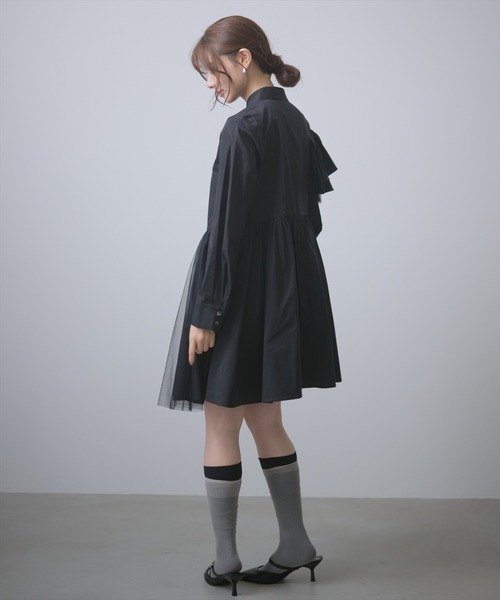AND COUTURE(アンドクチュール)の「アシメラッフルミニワンピース(ワンピース・レディース・ブラック/グレー・FREE)」の8枚目の写真