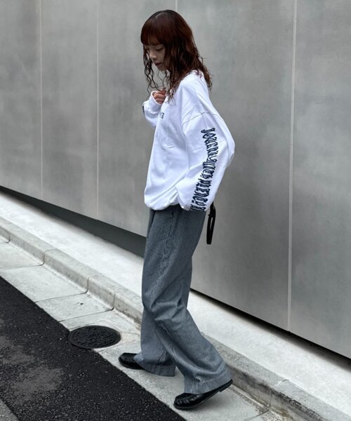 SOUNDSGOOOOD(サウンズグッド)の「【S.G】襟リブプリントロゴロンTEE(Tシャツ/カットソー・メンズ・ブラック/ホワイト・ONE SIZE)」の8枚目の写真