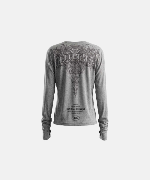 BADBLOOD（バッドブラッド）の「T.M.V. RELIC CROSS ワークショップ ヘンリー ロングスリーブ - グレー（Tシャツ/カットソー・レディース・その他・SMALL/MEDIUM/LARGE）」の2枚目の写真
