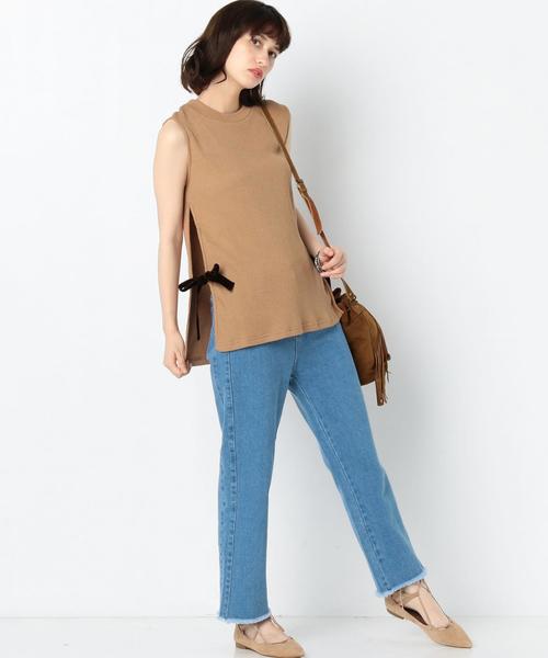 Another Edition(アナザーエディション)の「テレコノースリーブプルオーバー/AEBFC TCR テレコ NSL PO◆(Tシャツ/カットソー・レディース・グレー/ベージュ・FREE)」の6枚目の写真