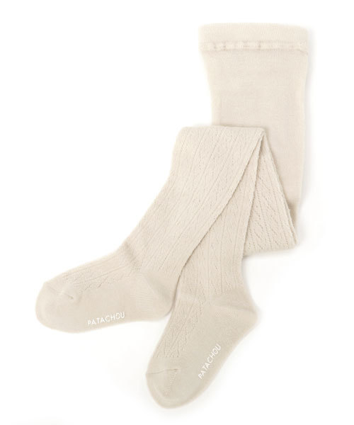 PATACHOU（パタシュー）の「透かし柄編みタイツ（タイツ/ストッキング・キッズ・ネイビー/ベージュ/エンジ/グレー/ピンク・SMALL/LARGE/MEDIUM）」の3枚目の写真