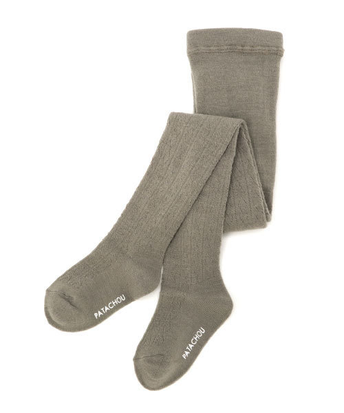 PATACHOU（パタシュー）の「透かし柄編みタイツ（タイツ/ストッキング・キッズ・ネイビー/ベージュ/エンジ/グレー/ピンク・SMALL/LARGE/MEDIUM）」の2枚目の写真