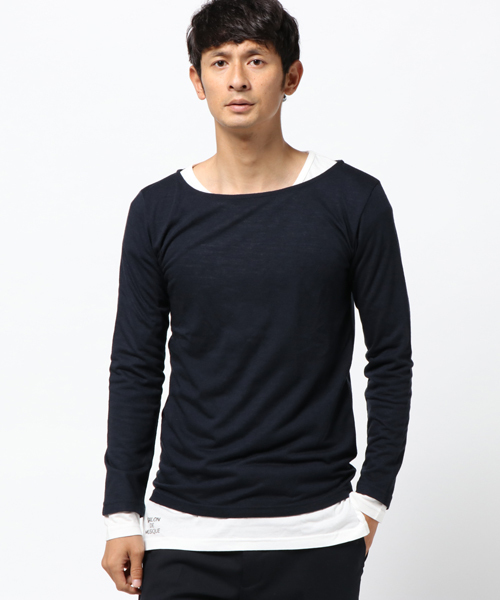 rovtski(ロフトスキー)の「ウール混アンサンブルカットソー(Tシャツ/カットソー・メンズ・ホワイト/ワインレッド/ブラック/オリーブ・LARGE/MEDIUM)」の2枚目の写真