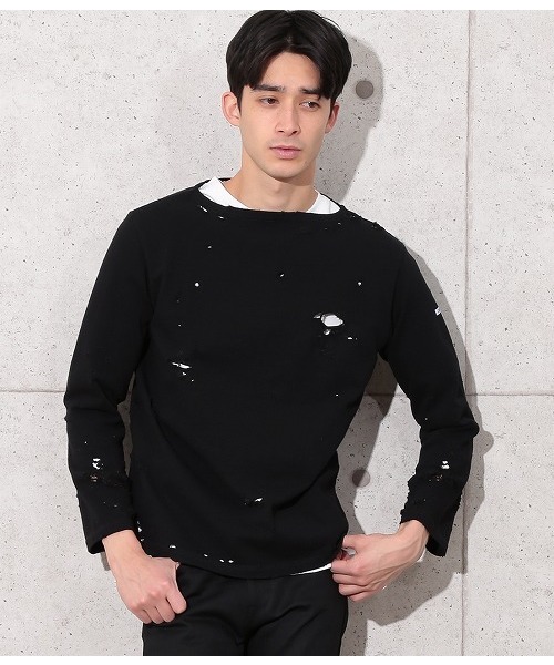 ORCIVAL(オーシバル)の「【ORCIVAL×ADAM ET ROPE'】 COTTON LOURD ダメージ(Tシャツ/カットソー・メンズ・ネイビー/ブラック・L/M)」の1枚目の写真