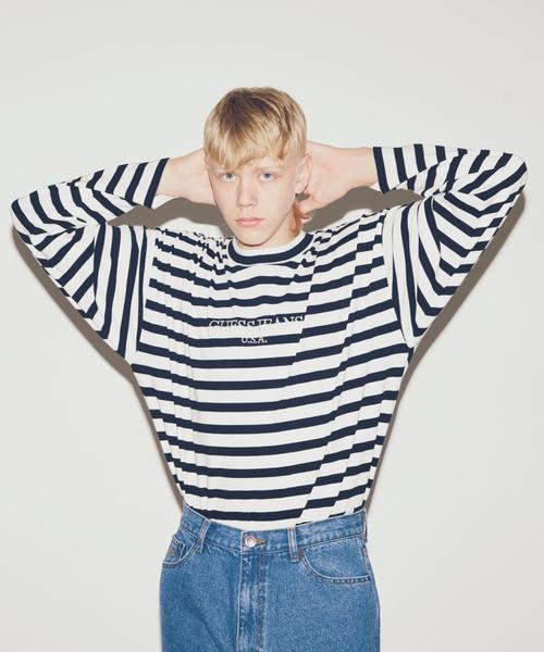Guess(ゲス)の「<GUESS GREEN LABEL × monkey time> BORDER LSL TEE/Tシャツ ◆(Tシャツ/カットソー・メンズ・ブラック/マスタード・X-LARGE/LARGE/MEDIUM/SMALL)」の6枚目の写真
