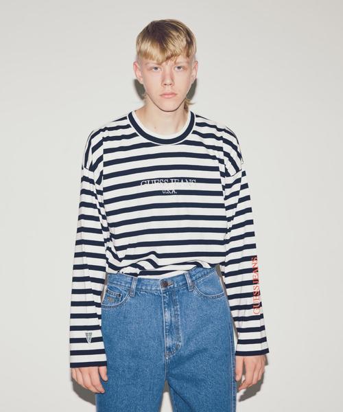 Guess(ゲス)の「<GUESS GREEN LABEL × monkey time> BORDER LSL TEE/Tシャツ ◆(Tシャツ/カットソー・メンズ・ブラック/マスタード・X-LARGE/LARGE/MEDIUM/SMALL)」の7枚目の写真