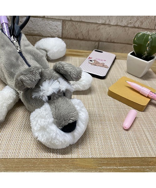 nici（ニキ）の「NICI/フィギュアポーチ シュナウザー ペンポーチ もこもこ（おもちゃ・レディース・グレー×ホワイト・ONE SIZE）」の4枚目の写真